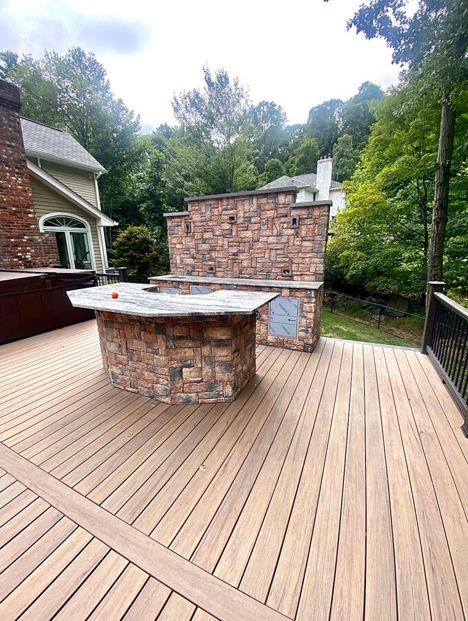 Custom Deck and Custom Stone Outdoor Kitchen Custom Deck and Custom Stone Outdoor Kitchen