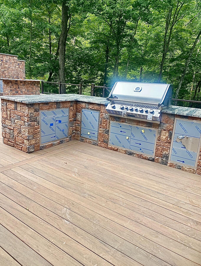 Custom Deck and Custom Stone Outdoor Grill