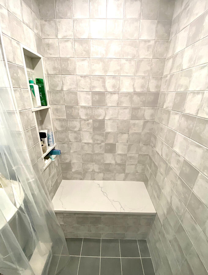 Custom Shower with Marble Bench